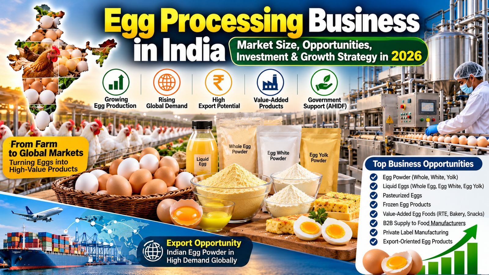 Egg Processing Business in India: Market Size, Investment, Opportunities & Growth Strategy